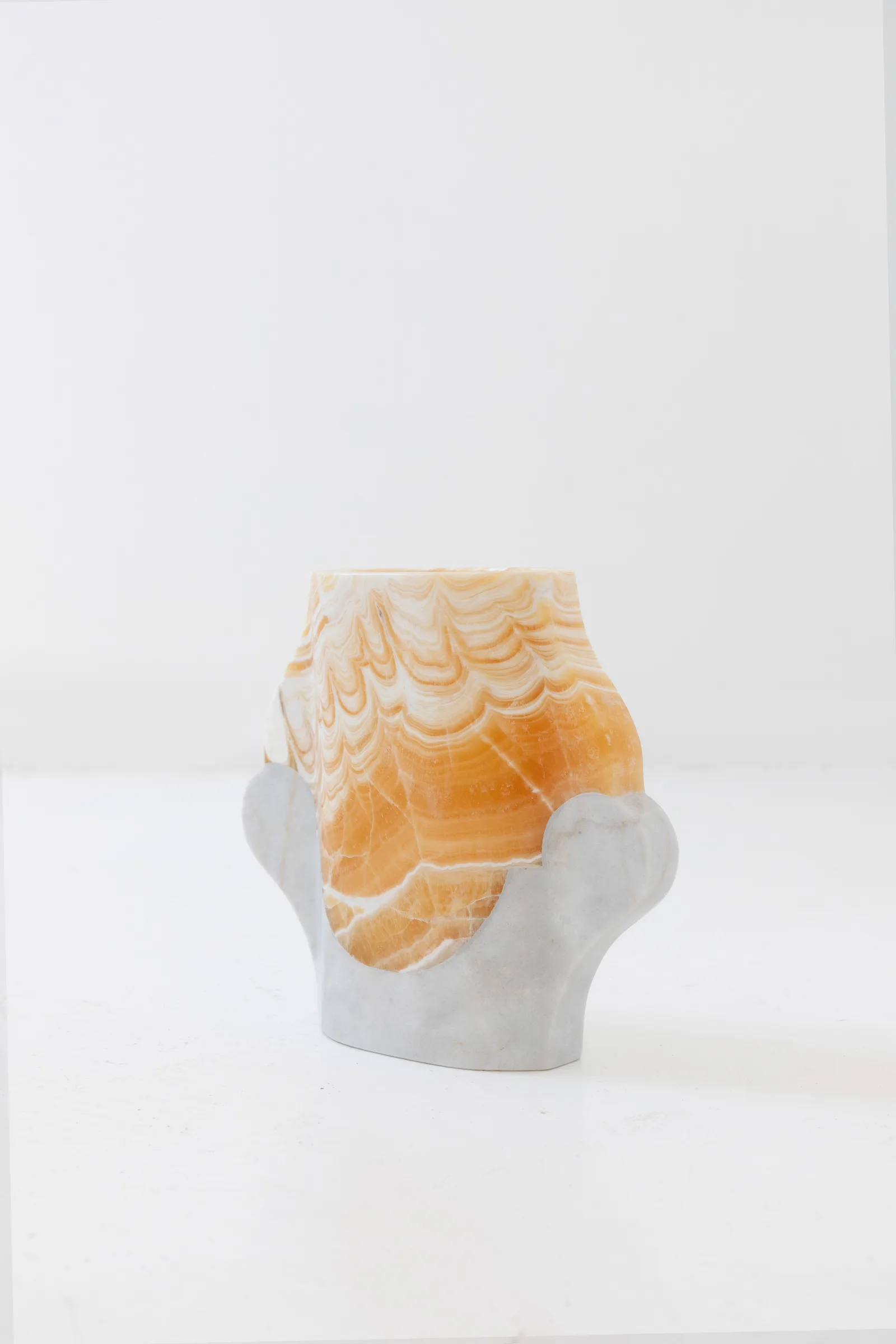Abstracted Ancestry I.I vase in pineapple onyx, venetian marble — work in progress