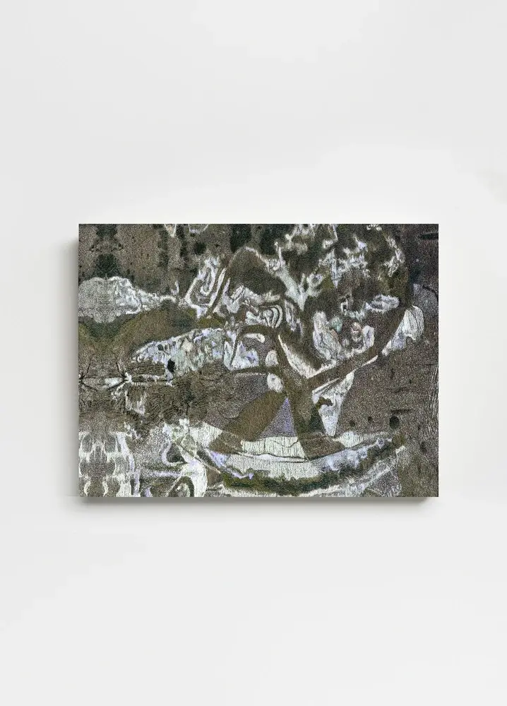 Coco Brun, post-natural art, solastalgia, mangrove, embroidered tapestry with textured stitching