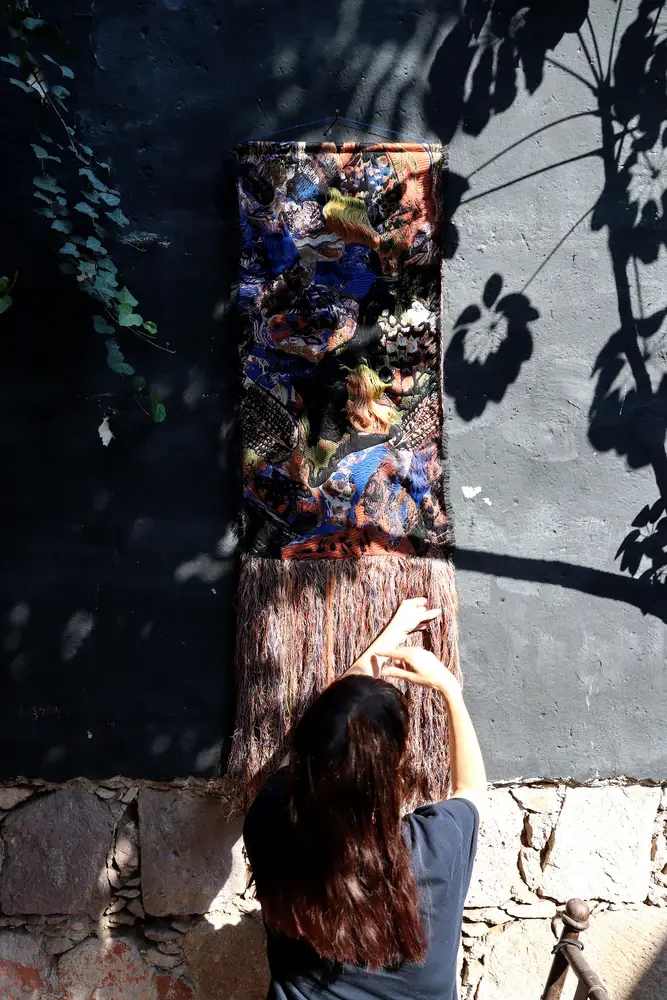 Coco Brun, textile art, Mexico residency, eco-art, luxury waste recycling