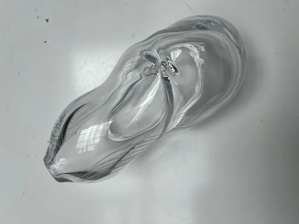 Glass cocoon sculpture created in collaboration with Oaxaca glass artisan